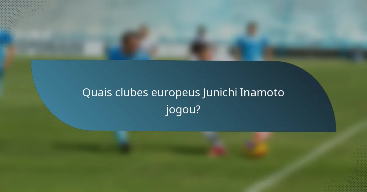 Quais clubes europeus Junichi Inamoto jogou?